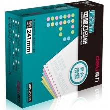 得力（deli）珊瑚海彩色电脑打印纸S241-4-1/2CS四联二等分80列(撕边 色序：白红蓝黄 1000页/箱) 